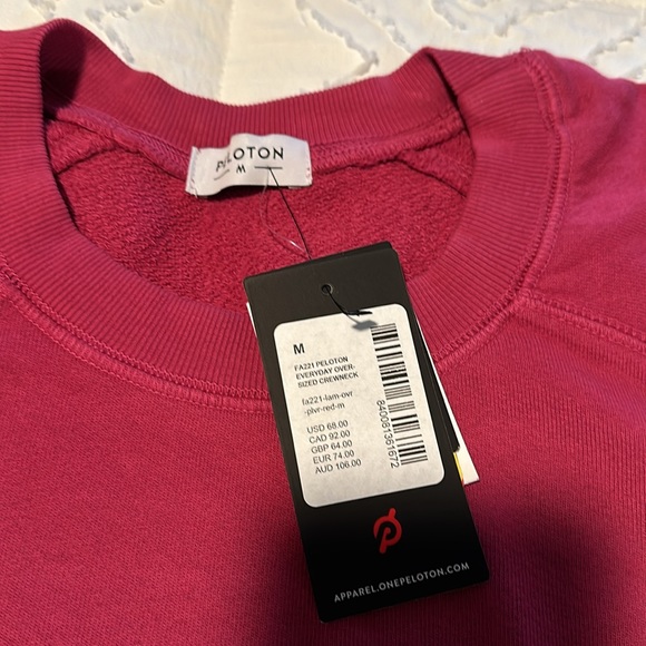 Peloton Sweatshirt Everyday Oversized Crewneck Pink Floral Logo Bike NEW - Picture 2 of 7